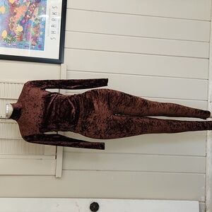 VICTORIA SECRET VINTAGE GOLD LABEL VELOUR PANT SET/ BODYSUIT SMALL